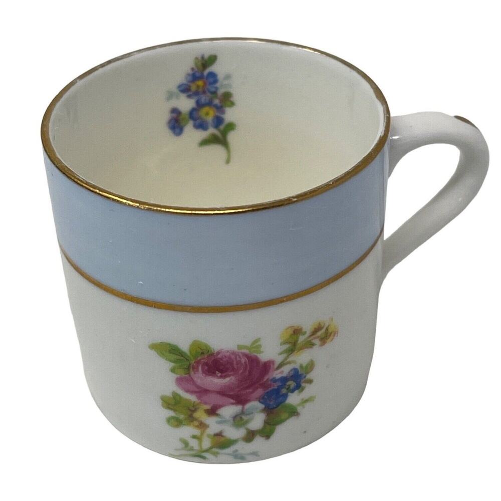 Rosina/Queens English Bone China Multicolored Floral Blue over‎ White Gold Gilt